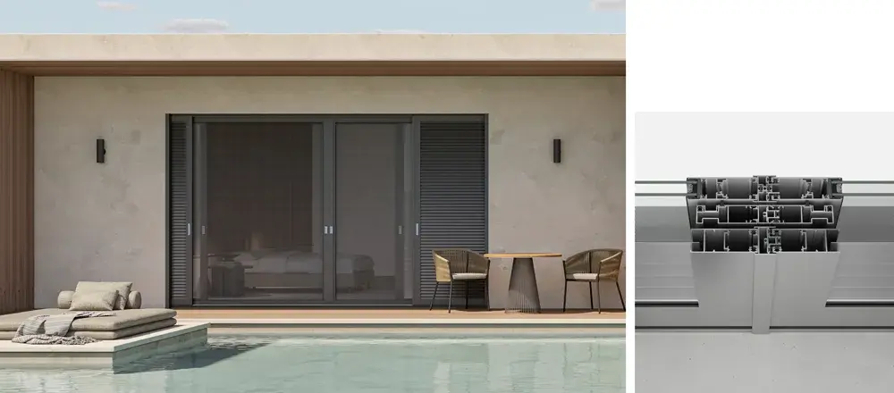 2-SASH INWALL MEETING STILE FLYSCREEN AND SHUTTER