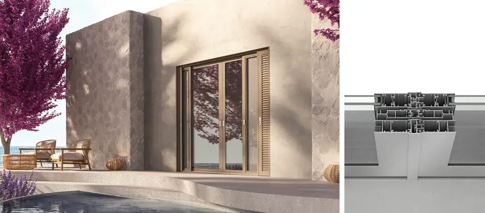 2-SASH INWALL MEETING STILE FLYSCREEN AND SHUTTER